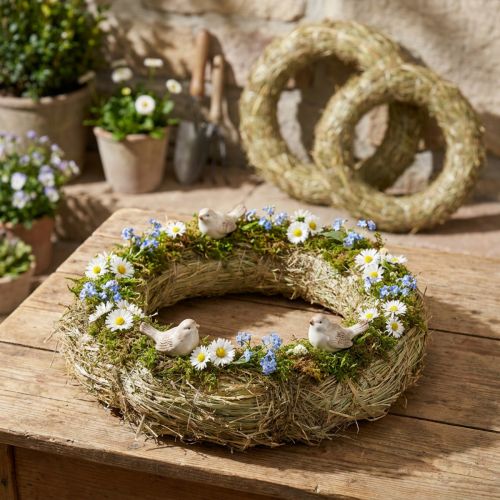 Ghirlande di fieno, decorazione da tavola, materiale naturale, Ø 31-32 cm, set da 5 | Floristik24.it