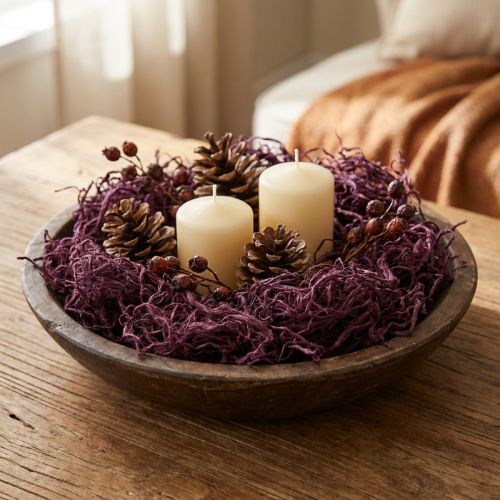 Cotone idrofilo di gelso color melanzana, materiale decorativo naturale, flessibile e versatile, 150 g | Floristik24.it