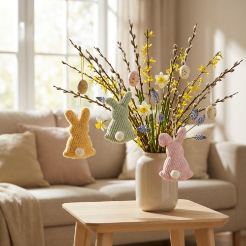 Prodotto Coniglietto pasquale da appendere, una graziosa decorazione primaverile per interni, 13 cm, 3 pezzi