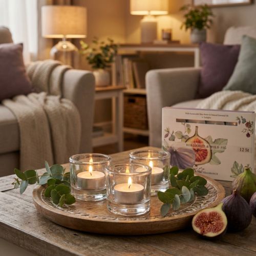 Candele profumate Tealight al fico selvatico al bergamotto Ø3,5 cm 12 pz | Floristik24.it