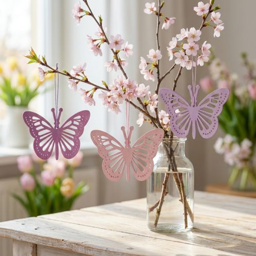 Appendiabiti decorativo farfalle viola/rosa/rosa 12cm 12pz | Floristik24.it
