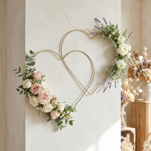 Anello in metallo a forma di cuore, decorazione appesa decorazione in metallo anello oro 32,5 cm 4 pezzi | Floristik24.it