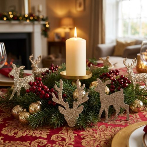 Decorazione a dispersione Decorazione cervo natalizio glitter oro 6×8 cm 24 pz | Floristik24.it