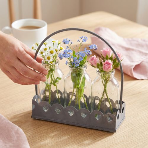Prodotto Mini vassoio decorativo per bottiglia rettangolare grigio 15,5x6 cm