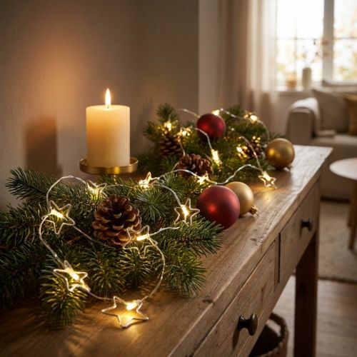 Prodotto Catena luminosa a LED stelle micro timer LED all'interno argento 1,90 m