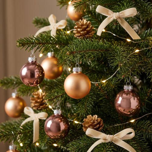 Palline di Natale in vetro rosa albicocca mix mini Ø3cm 22 pz | Floristik24.it