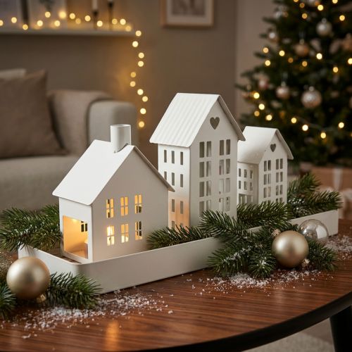Prodotto Casetta luminosa per lumini da tè come decorazione da tavolo 15 cm