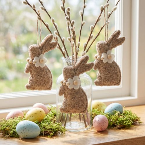 Decorazione da appendere a forma di coniglietto pasquale, accessorio decorativo ideale per decorare le finestre, 14 cm, 8 pezzi | Floristik24.it
