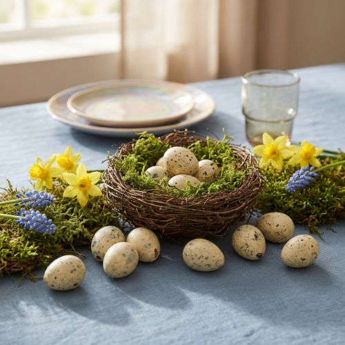 Prodotto Decorazione uova di quaglia Uova di Pasqua soffiate crema 3cm 50 pz