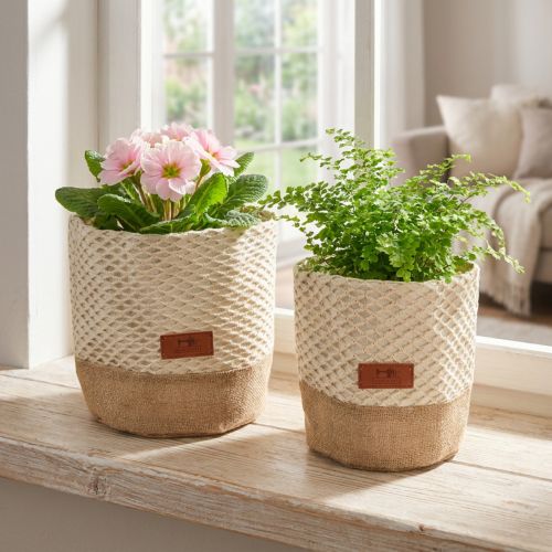 Cesto in tessuto Utensile fioriera color crema naturale Ø16cm Ø19cm | Floristik24.it