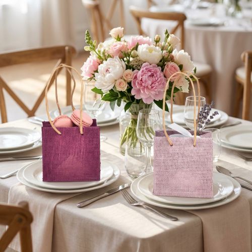 Busta regalo con manici in rosa bordeaux 10,5 cm 8 pz | Floristik24.it