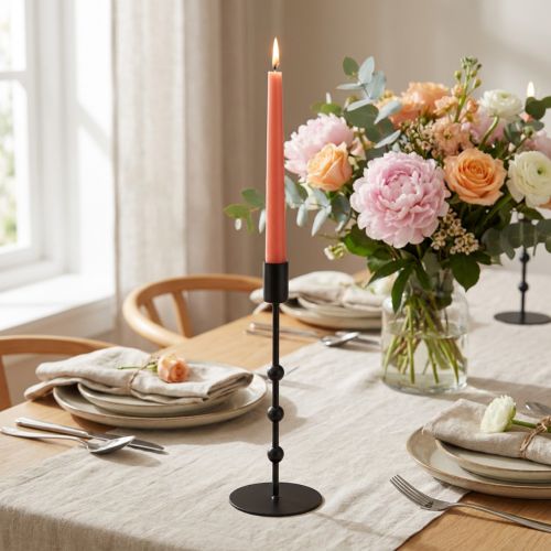 Prodotto Candeliere portacandele a bastone in metallo nero Ø7cm H19,5cm