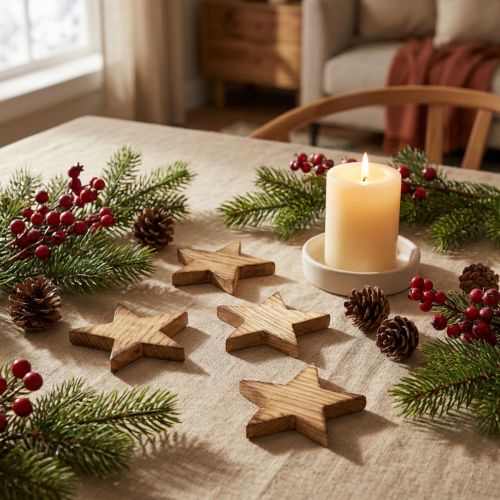 Decorazioni sparse Stelle di Natale Stelle in legno fiammate 5,5 cm 12 pz | Floristik24.it