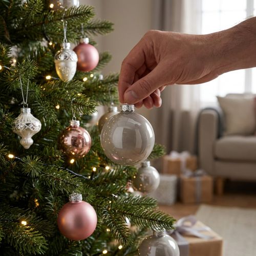 Prodotto Decorazione per albero di Natale palline di vetro rosa grigio Ø4cm 24 pezzi