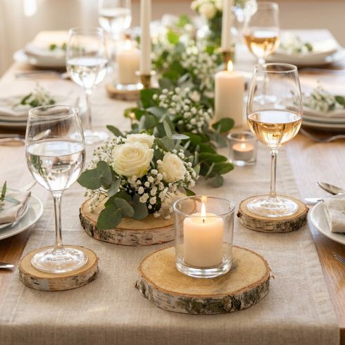Fette rotonde di betulla Ø11-13cm, 12 pezzi - Decorazione perfetta per matrimoni, artigianato, decorazioni da tavola | Floristik24.it