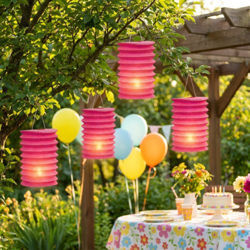 Lampion Trenino Lanterna Rosa Ø10cm H13cm 8pz | Floristik24.it