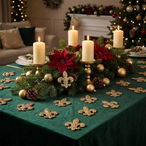 Decorazione sparsa Decorazione da tavola in legno Giglio di Natale oro 4 cm 72 pz | Floristik24.it