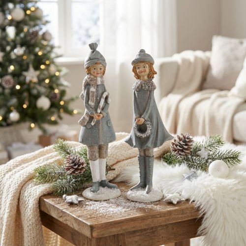 Figure deco figure per bambini invernali ragazze H19cm 2 pezzi | Floristik24.it