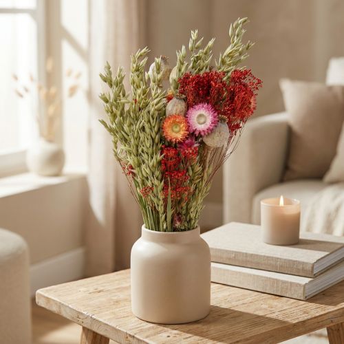 Bouquet di fiori secchi Bouquet di fiori di campo Rosso H50cm 150g | Floristik24.it