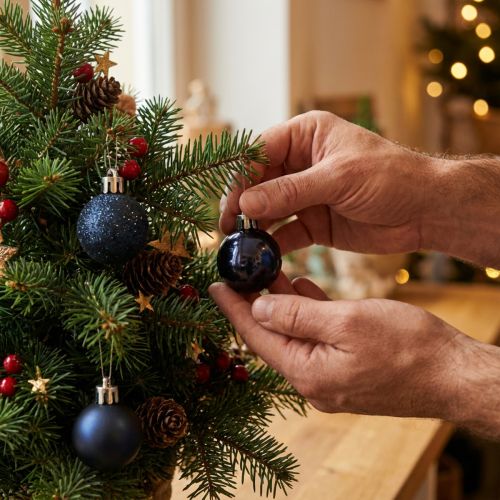 Mini palline di Natale, blu, miste infrangibili, Ø3cm, 14 pezzi | Floristik24.it