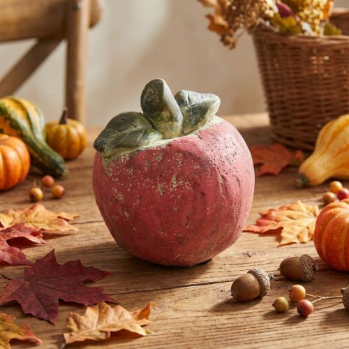 Mela per decorare, autunno, frutta decorativa in cemento, decorazione da tavola Ø13cm | Floristik24.it