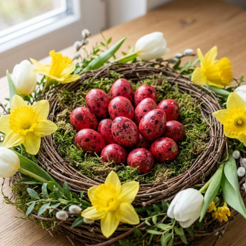 Uovo di quaglia rosso 3 cm Decorazione pasquale 50 pz | Floristik24.it