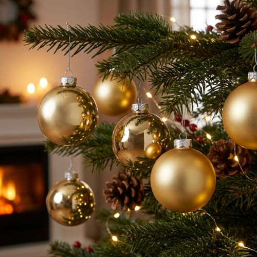 Palla dell'albero, decorazioni per l'albero di Natale, palla di Natale dorata H8.5cm Ø7.5cm vero vetro 12 pezzi | Floristik24.it