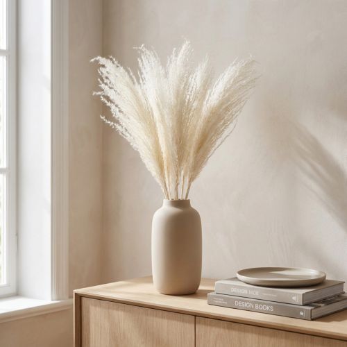 Fiori secchi, erba argentata. Elegante decorazione naturale per la casa e l'ufficio. 70 cm, 10 pezzi. | Floristik24.it