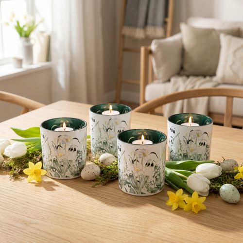 Prodotto Lanterna decorativa in vetro con motivo a foglie per un tocco di stile in casa, 8 cm, 4 pezzi
