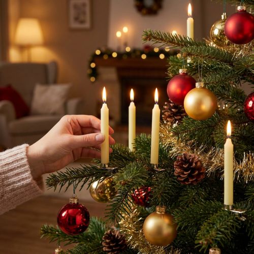 Candele per albero candele a bastoncino Ø13mm candele gialle H10cm 22 pz | Floristik24.it