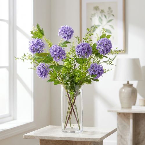 Palla di neve fiori artificiali fiore viola 5 ombrelle L78 cm 2 pezzi | Floristik24.it