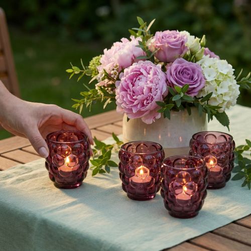 Portacandele in vetro a forma di bacca, decorativi, Ø9cm, H9.5cm, confezione da 4 pezzi | Floristik24.it