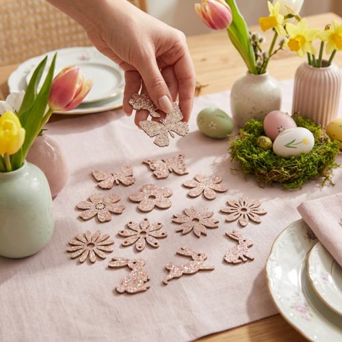 Prodotto Decorazione in legno, pezzi sparsi primavera Pasqua rosa 2–4cm 64p