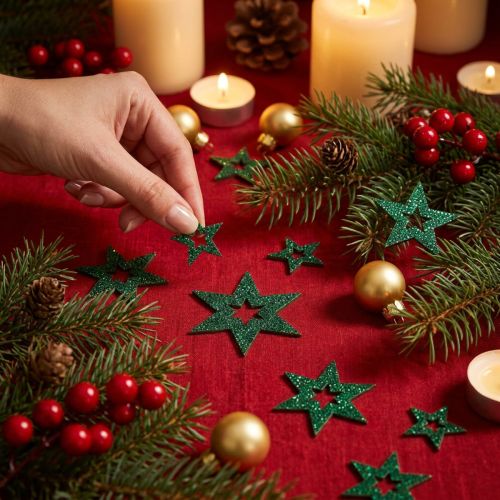 Decorazione a dispersione stella verde 3-5 cm 48 pz | Floristik24.it