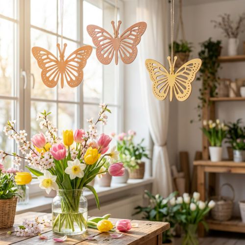 Farfalle decorative Decorazione appendino arancione/rosa/giallo 12cm 12 pezzi | Floristik24.it
