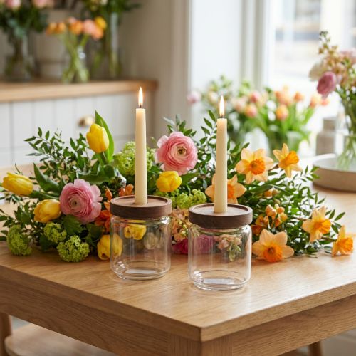 Portacandele in vetro portacandele decorativo in vetro H11cm Ø9cm 2 pezzi | Floristik24.it