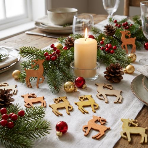 Decorazione a dispersione Natale cervo in legno naturale 4×3 cm 72 pz | Floristik24.it