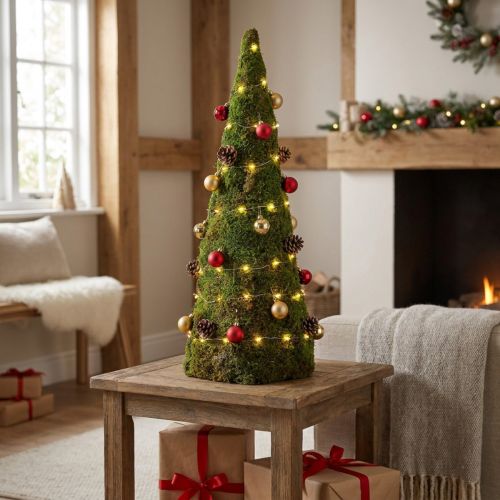 Decorazione per albero di Natale in muschio verde naturale Ø25cm H70cm | Floristik24.it