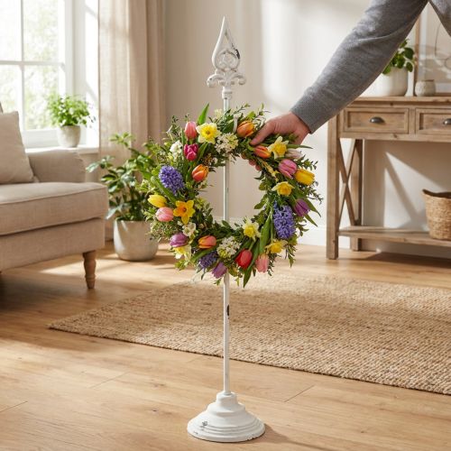 Porta ghirlanda bianco shabby chic porta ghirlanda 1 gancio H76cm | Floristik24.it