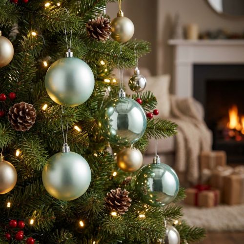 Palline di Natale infrangibili verde chiaro assortite Ø10cm 4 pz | Floristik24.it