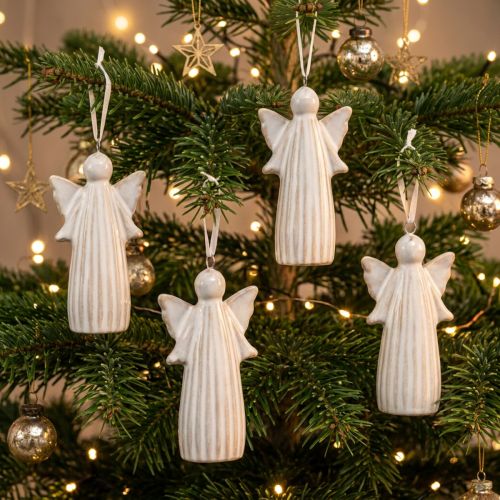 Prodotto Ciondolo a forma di angelo, statuetta decorativa da appendere all'albero di Natale, 8 cm, 4 pezzi