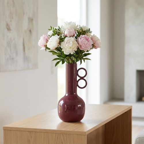 Vaso moderno e artistico con collo lungo e manici rotondi per interni eleganti, 24 cm | Floristik24.it