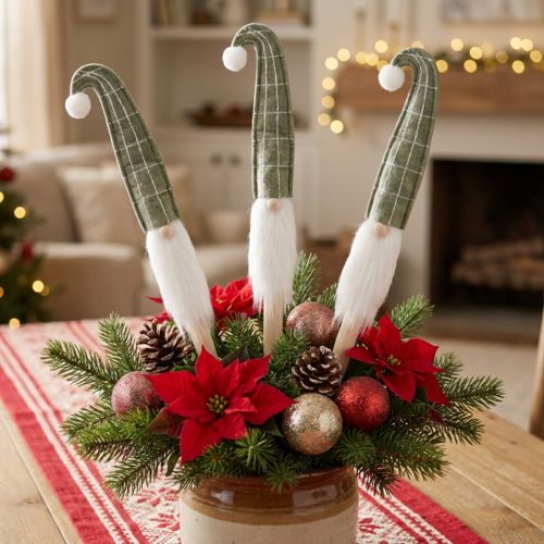 Babbo Natale su un bastone gnomo natalizio verde 57cm 4 pezzi | Floristik24.it