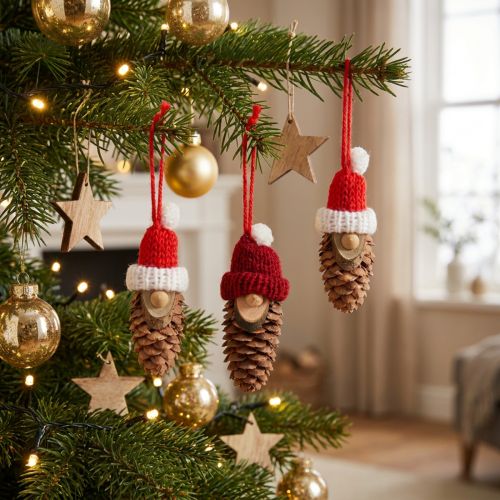 Gnomo di Natale da appendere Gnomo pigna Rosso 9cm 12pz | Floristik24.it