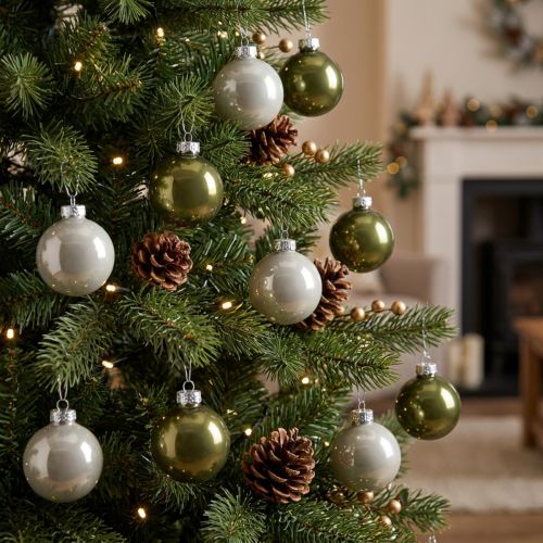 Palline di Natale mini palline di vetro verde argento 4 cm 24 pezzi | Floristik24.it