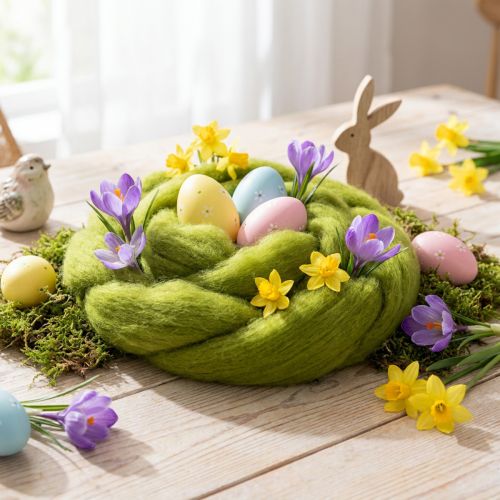 Prodotto Stoppino in lana Lana infeltrita morbida per decorazioni e composizioni stagionali 2 m Verde