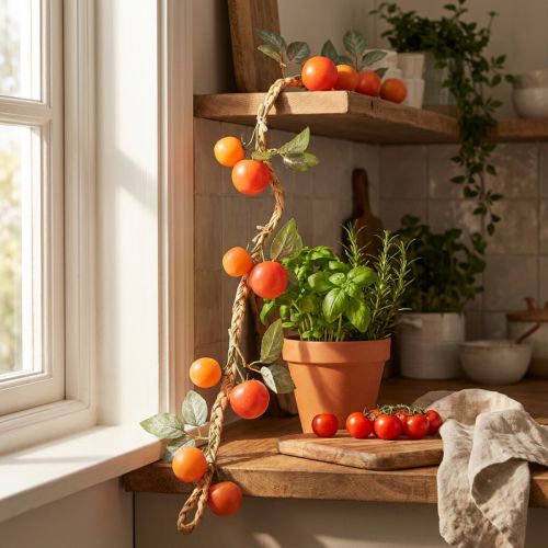 Ghirlanda di pomodori artificiali, decorazione rampicante realistica per soggiorno, 135 cm | Floristik24.it
