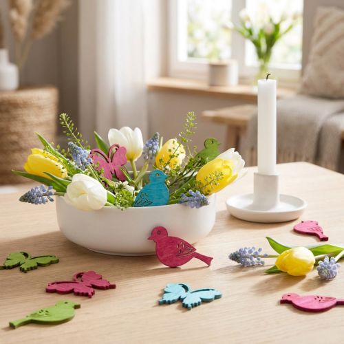 Farfalla uccello in legno Decorazione da controllare assortita 2cm | Floristik24.it
