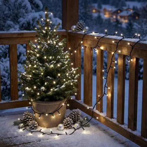 Catena luminosa a LED rice 80s 6m per esterno nero/bianco | Floristik24.it