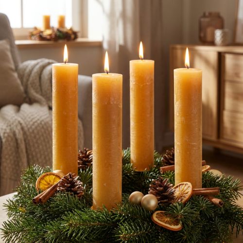 Candele in tinta unita candele a bastoncino miele 50x300mm 4 pz | Floristik24.it